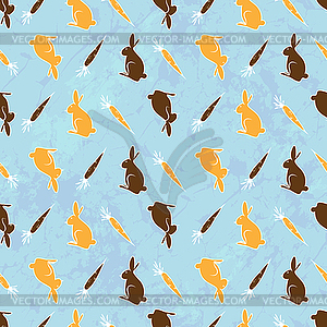 Seamless Pattern With Carrot And Bunny - vector clipart