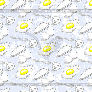 Pattern With Scrambled Eggs And Salt - vector image