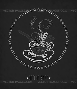 Cup Of Hot Coffee On Board - vector clipart