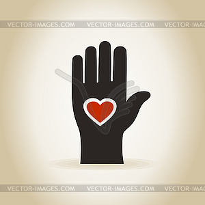 Heart in hand - vector image