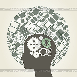 Book head - color vector clipart