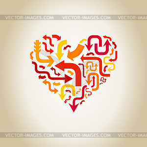 Arrows in heart - vector image