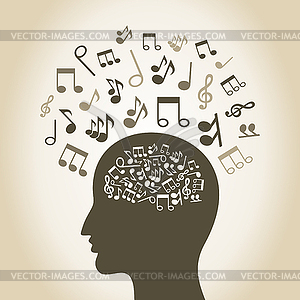 Musical head - vector clip art