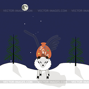 Sheep with gifts - vector image