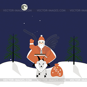 Santa on goat - vector clip art