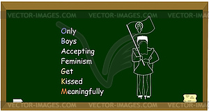 Only Boys Accepting Feminism Get Kissed Meaningfully - vector clipart