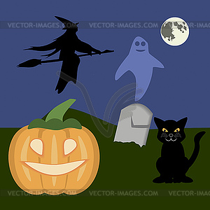 Halloween night - vector clip art