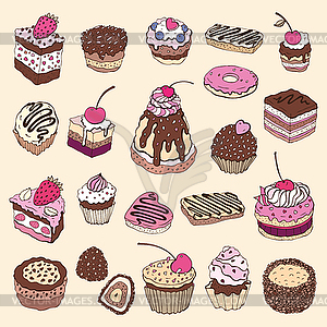 Set of cute cake - vector clipart