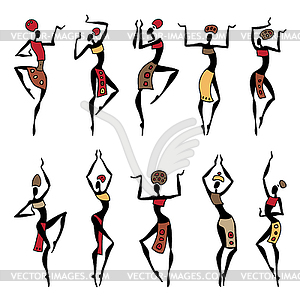 Dancing woman in ethnic style - vector clipart