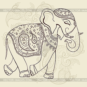 Elephant. Indian style - royalty-free vector clipart
