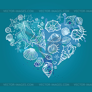 Heart of shells - vector clipart