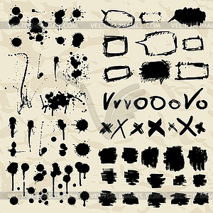 Ink splatters. Grunge design elements collection - vector image