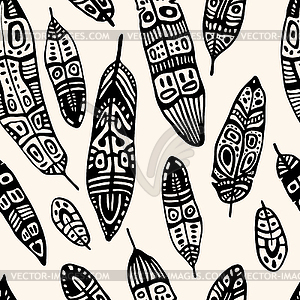 Ethnic Feather. Seamless background - vector clip art