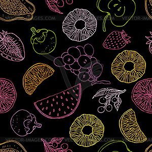 Seamless fruits background - vector image