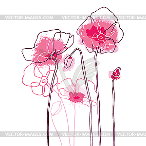 Red poppies - vector image