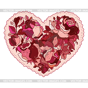 Heart of flowers roses - vector clipart