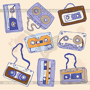 Set of retro cassette tapes - vector clip art