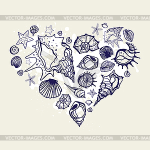 Heart of shells - vector image