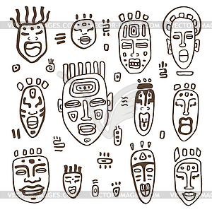 African Masks set - vector image