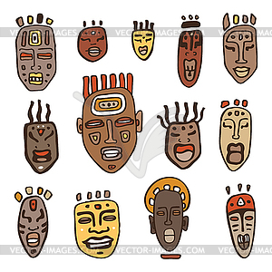 African Masks set - vector clipart