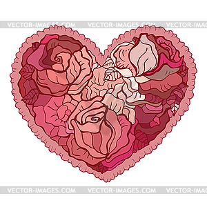 Heart of flowers roses - royalty-free vector clipart