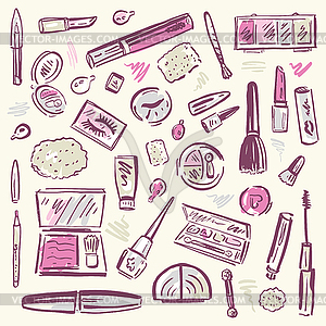 Cosmetics. Makeup set - color vector clipart