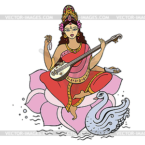 Индусской богини Сарасвати - векторизованное изображение