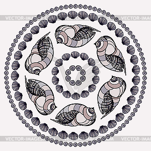 Mandala made of Seashells - royalty-free vector image