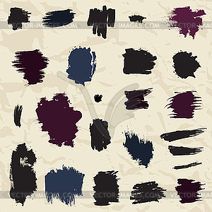 Grunge painted brush strokes. Design elements set - vector clip art