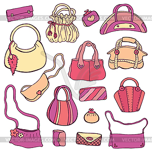 Women`s handbags. Set - vector clipart