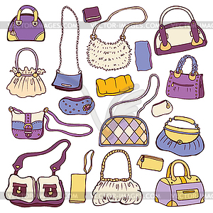 Women`s handbags. Set - vector clip art