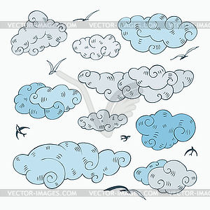 Vintage clouds set - royalty-free vector image