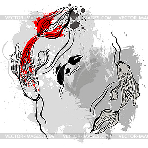 Koi fishes. Japanese style - vector clipart