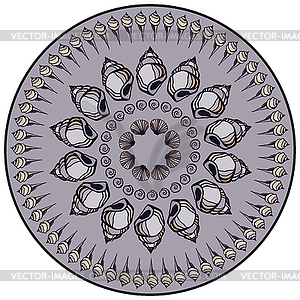 Mandala made of Seashells - vector clip art