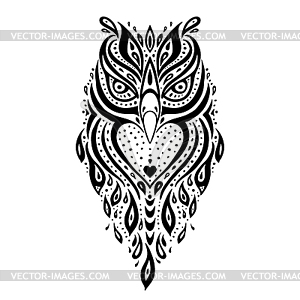 Decorative Owl. Ethnic pattern - vector clipart