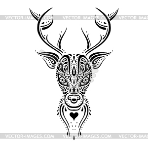 Deer head. Ethnic pattern - vector image