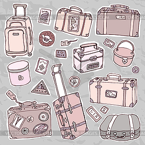 Vintage suitcases set. Travel  - vector image