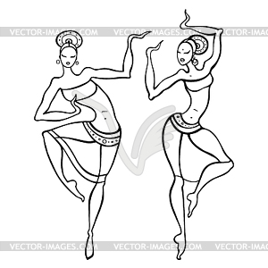 Beautiful asian dancer - vector clipart