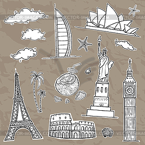 Travel and tourism labels collection - vector EPS clipart