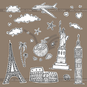 Travel and tourism labels collection - vector clip art