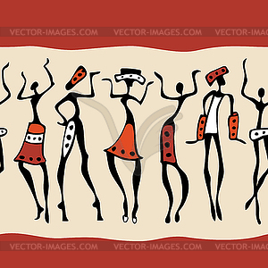 African dancers silhouette - vector clip art