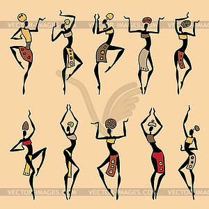 Dancing woman in ethnic style - vector EPS clipart