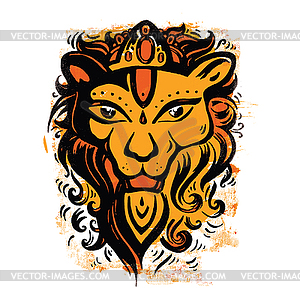 Lion head. Ethnic pattern - vector clipart