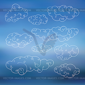 Vintage clouds set - vector clipart