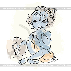 Индуистского бога Кришны - векторное графическое изображение