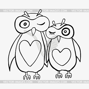 Two cute decorative owls - vector clip art