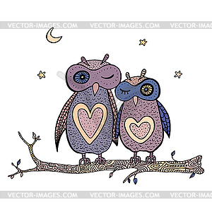 Two cute decorative owls - stock vector clipart