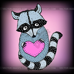 Cute raccoon - vector clip art