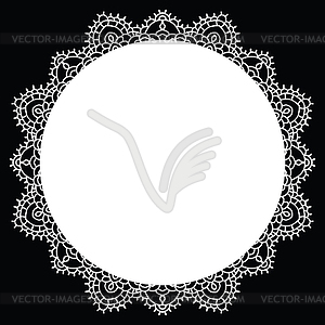 Crochet lace mandala - white & black vector clipart