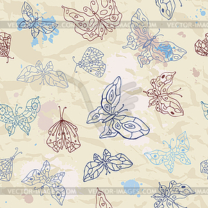 Butterflies seamless background - vector clipart